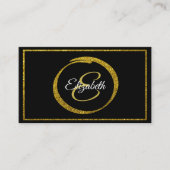 白黒エレガント金ゴールドモノグラムテンプレート 名刺 (正面)