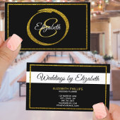 白黒エレガント金ゴールドモノグラムテンプレート 名刺