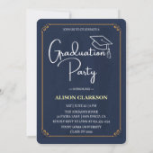 白黒エレガント金ゴールド大学院写真パーティー 招待状 (裏面)