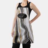 白黒エレガント金ゴールド大理石 エプロン (インサイチュ)