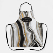白黒エレガント金ゴールド大理石 エプロン (正面)