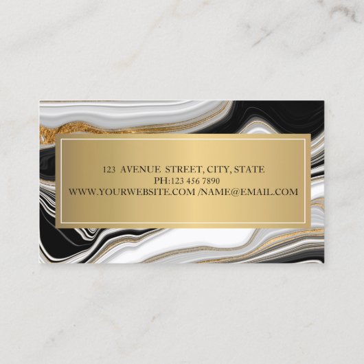 白黒エレガント金ゴールド大理石 名刺 (裏面)