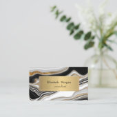 白黒エレガント金ゴールド大理石 名刺 (スタンド正面)