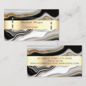 白黒エレガント金ゴールド大理石 名刺 (正面/裏面)