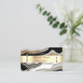 白黒エレガント金ゴールド大理石 名刺 (スタンド正面)