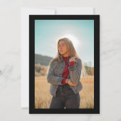 白黒エレガント金ゴールド花写真卒業 招待状 (裏面)