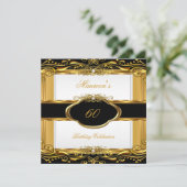 白黒エレガント金ゴールド60th誕生日パーティー 招待状 (スタンド正面)