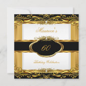 白黒エレガント金ゴールド60th誕生日パーティー 招待状 (正面)