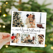 白黒エレガント4フォトコラージュのクリスマス シーズンカード