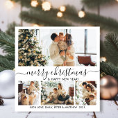 白黒エレガント4フォトコラージュのクリスマス シーズンカード