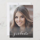 白黒エレガント4写真卒業パーティー 招待状 (正面)