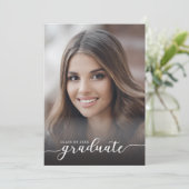 白黒エレガント4写真卒業パーティー 招待状 (スタンド正面)