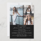 白黒エレガント4写真卒業パーティー 招待状 (裏面)