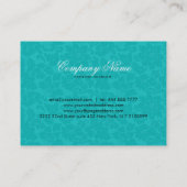 白黒エレガント&ブルーグリーンフローラダマスク 名刺 (裏面)