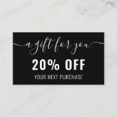 白黒エレガントQRコードビジネス販促ロイヤリティ 割引カード (正面)