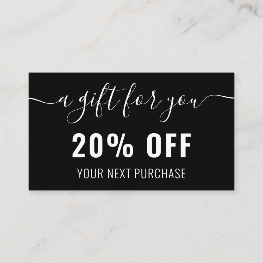 白黒エレガントQRコードビジネス販促ロイヤリティ 割引カード (正面)