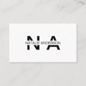 白黒エレガントQRコードモノグラムモダンロゴ 名刺 (正面)