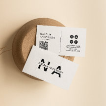 白黒エレガントQRコードモノグラムモダンロゴ