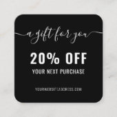 白黒エレガントQRコードロイヤリティビジネスプロモーション 割引カード (正面)