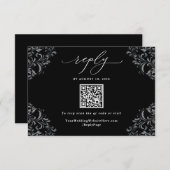 白黒エレガントQRコードヴィンテージ結婚式 出欠カード (正面/裏面)