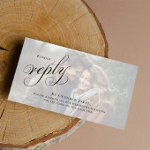 白黒エレガントQRコード写真RSVPオンライン エンクロージャーカード