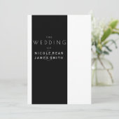 白黒エレガントSimplistic結婚 招待状 (スタンド正面)
