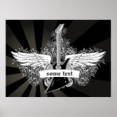 白黒エレキギターウィングポスター ポスター (正面)