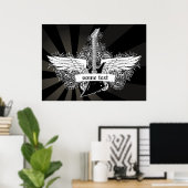 白黒エレキギターウィングポスター ポスター (ホームオフィス)