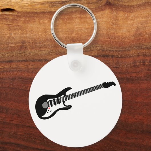 白黒エレキギター キーホルダー (正面)
