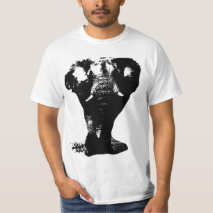 白黒エレファントアーポップ・アートのトデザイン Tシャツ