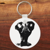 白黒エレファントアーポップ・アートのト キーホルダー (正面)