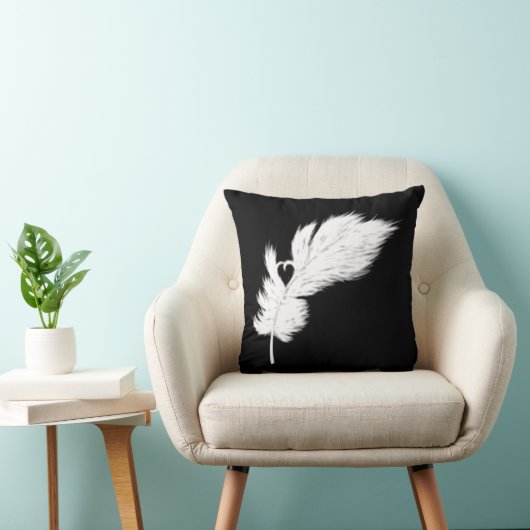 白黒エンジェルハート羽毛枕 クッション (椅子)