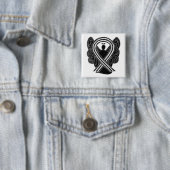 白黒エンジェル認識度リボンカスタムピン 缶バッジ (インサイチュ)