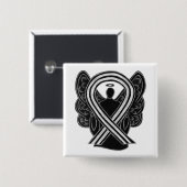 白黒エンジェル認識度リボンカスタムピン 缶バッジ (正面&裏面)