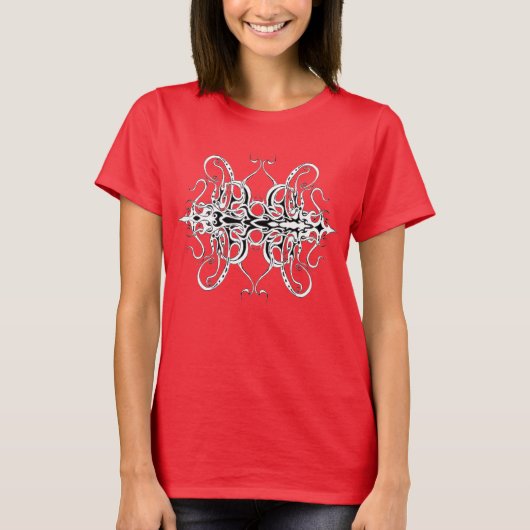 白黒エンパイアトリバルデザイン Tシャツ (正面)