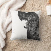 白黒オウム動物のポートレート クッション (ブランケット)