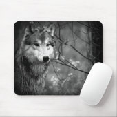 白黒オオカミ- マウスパッド (マウス)