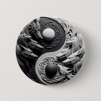 白黒オオカミ 缶バッジ