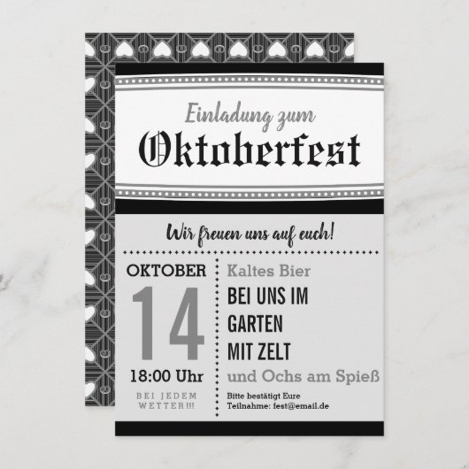 白黒オクトーバーフェスト招待状 招待状 (正面/裏面)