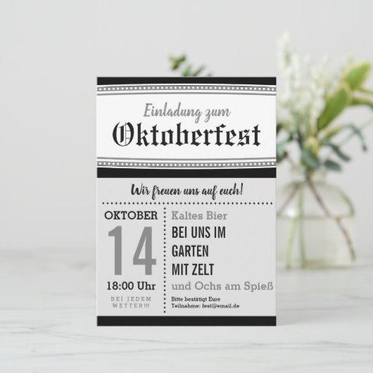 白黒オクトーバーフェスト招待状 招待状 (スタンド正面)