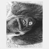 白黒オスの低地のSilverbackのゴリラ フリースブランケット (正面)