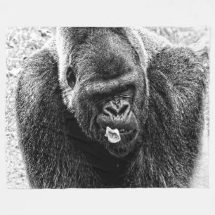 白黒オスの低地のSilverbackのゴリラ フリースブランケット