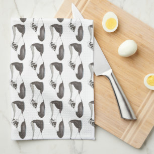 白黒オックスフォードタップシューダンス先生ギフト キッチンタオル