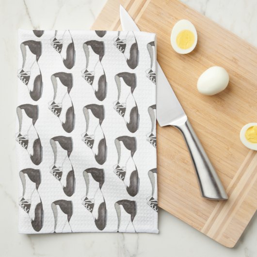 白黒オックスフォードタップシューダンス先生ギフト キッチンタオル (四つ折り)