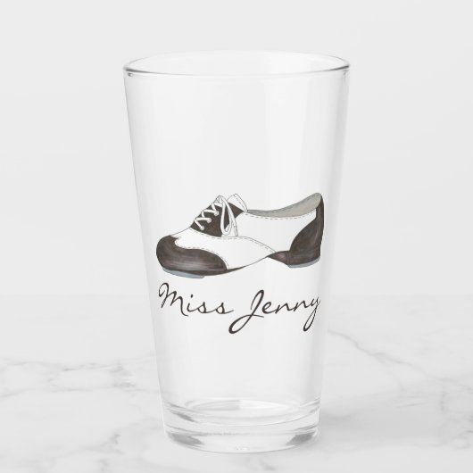 白黒オックスフォードタップダンスシューズ先生 タンブラーグラス (正面)