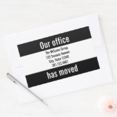 白黒オフィスの移動告知ステッカー 長方形シール (封筒)