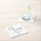 白黒オベビーボホモダンベビーシャワー スクエアペーパーコースター (インサイチュ)