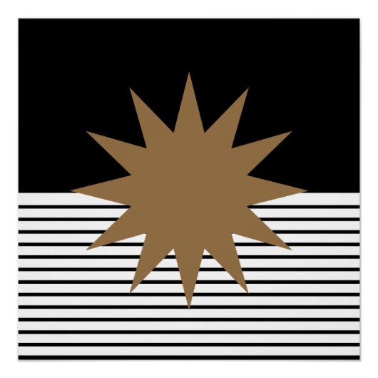 白黒オペアートブラウンサン ポスター (正面)