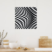 白黒オペアート光学錯覚抽象芸術プリント ポスター (キッチン)