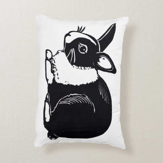 白黒オランダのウサギのアクセントの枕 アクセントクッション (裏面(縦))